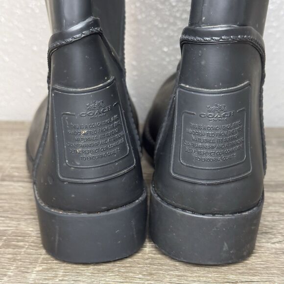 Coach Tristee Size 7B Waterproof Rubber Rain Boots Fleece Lined Corset Lace Up - Picture 9 of 15